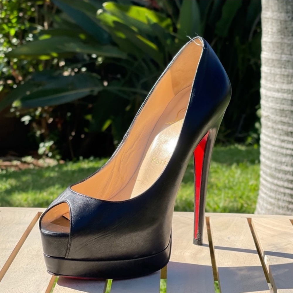 Christian Louboutin peep toe platform pumps